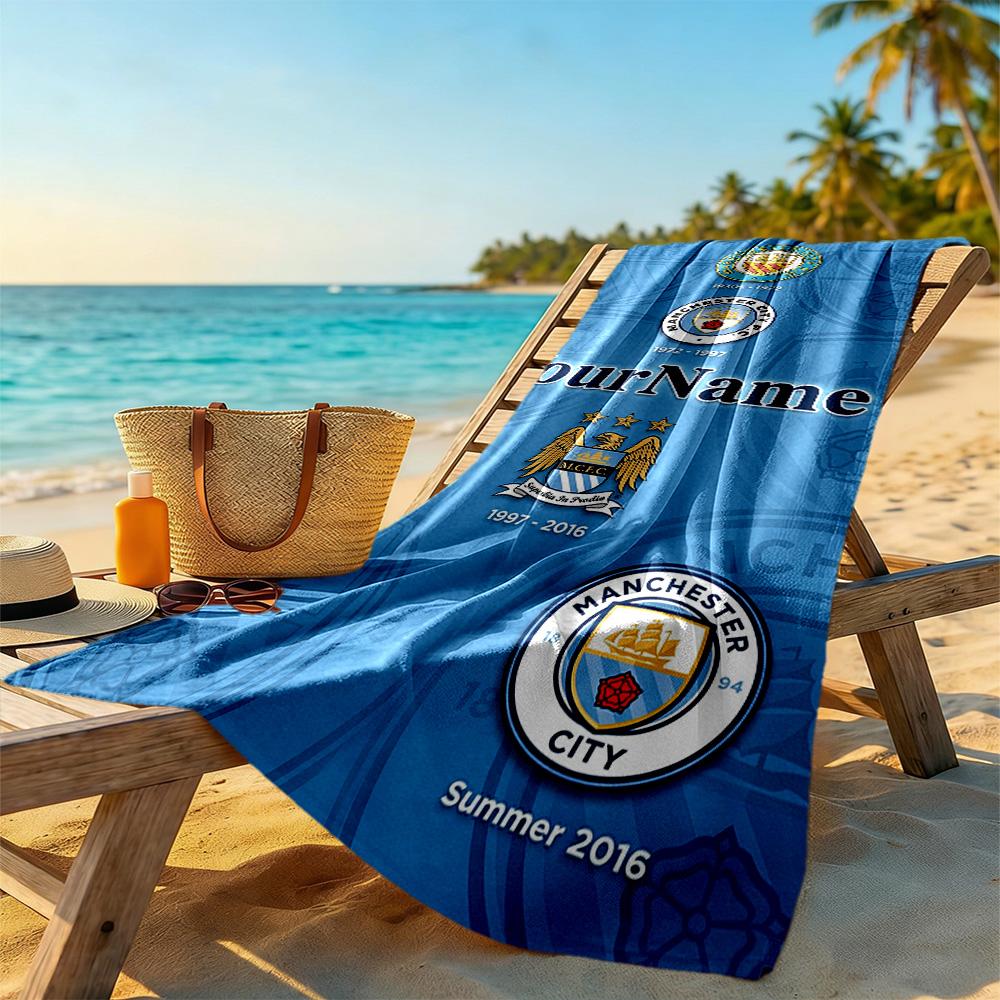 Manchester City Personalized Text Beach Towel Soft Durable Quick-Dry