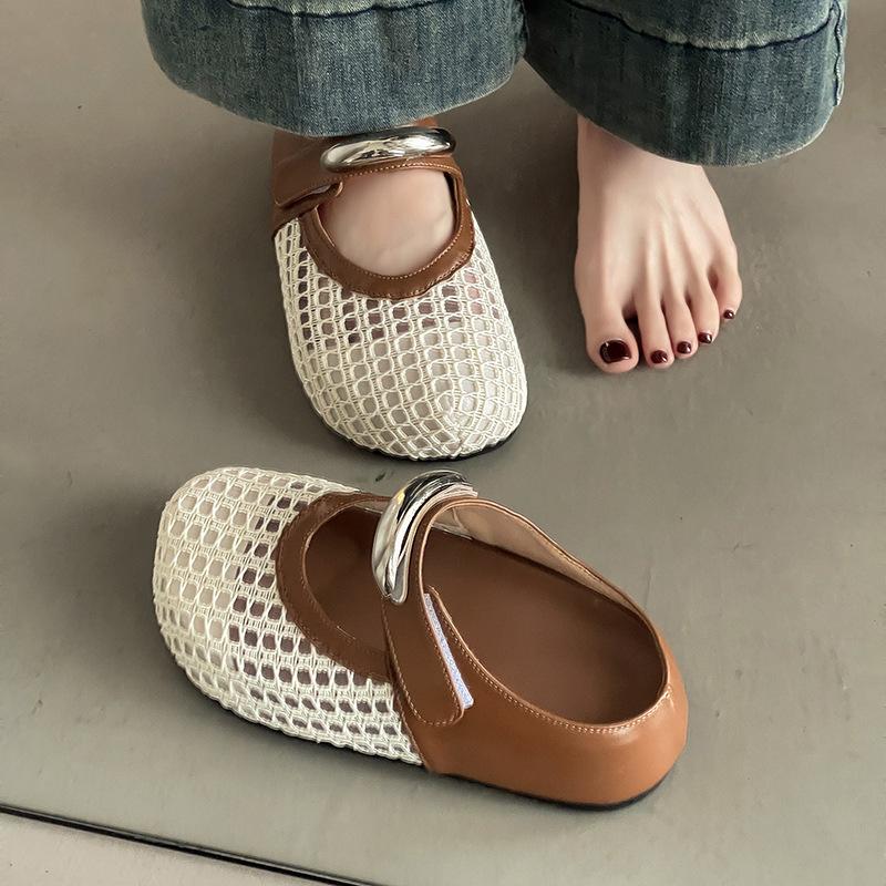 Casual versatile Mary Jane shoes women's 2025 summer new British style round head hollow breathable women's shoes fashion hole shoes