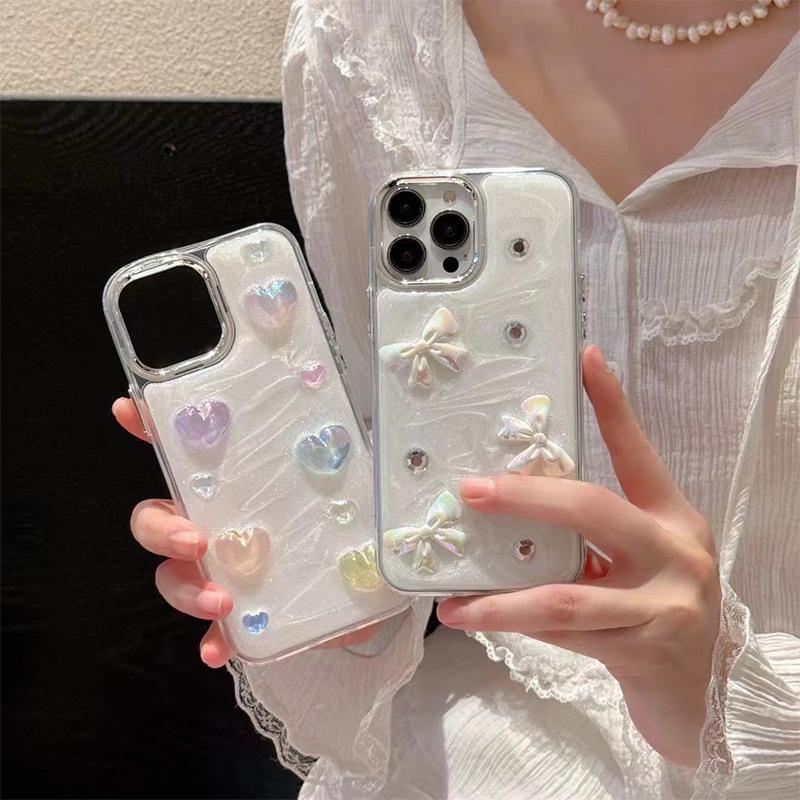 Popular White Flash Glue Phone Case for IPhone17 Promax Bow for Apple 15 Color Love Super Hot