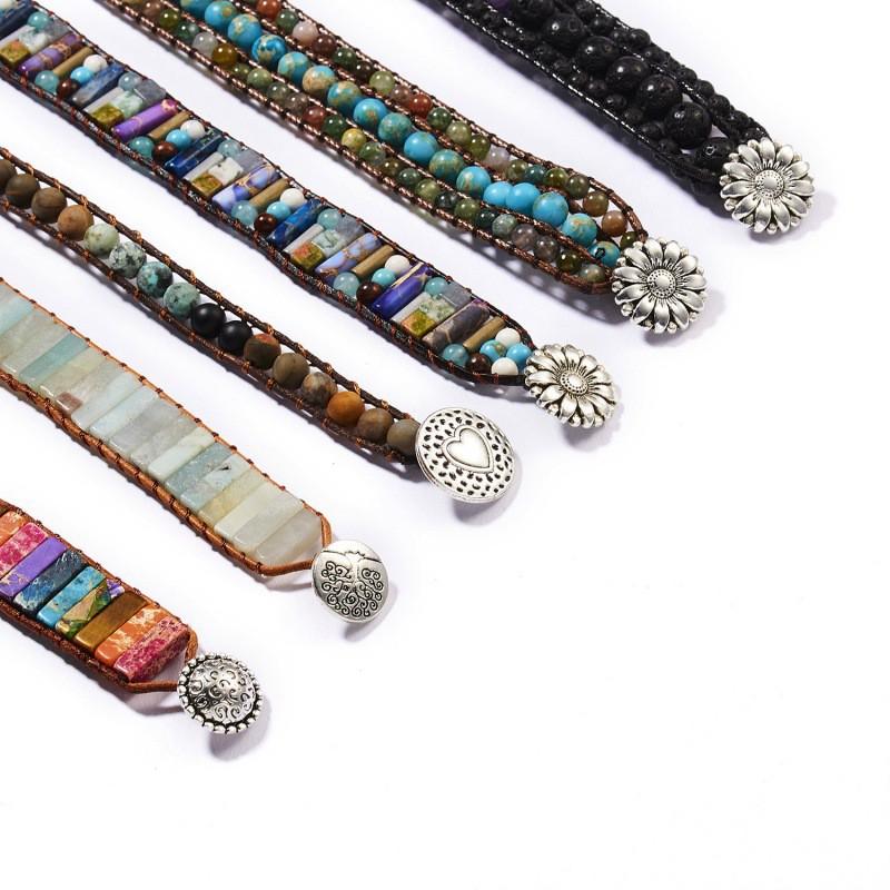 Adjustable Knot Handmade Beaded Bracelet Women Men Alloy Geometric Ethnic Style Stackable Jewelry
