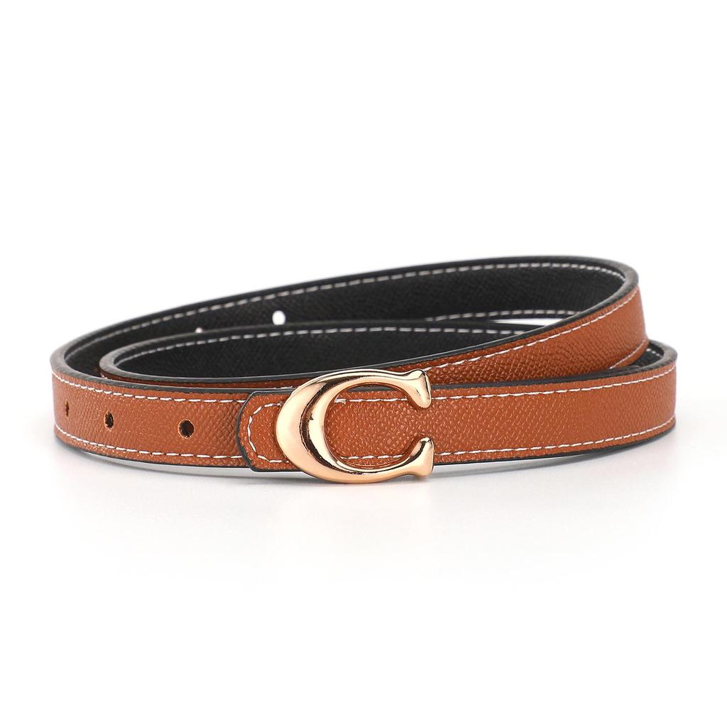 2025 Women's Fashion Alloy Buckle Thin Leather Belt for Jeans & Dresses