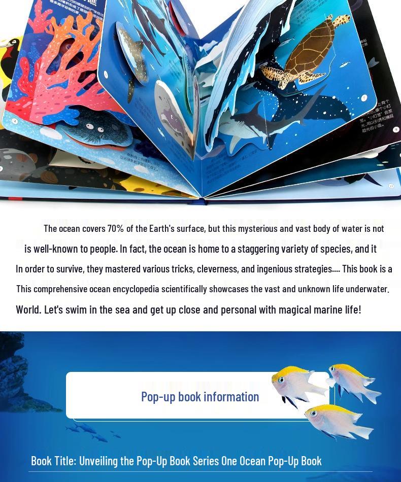 3D Pop-Up Books: Dinosaurs, Space, Marine Animals for Kids