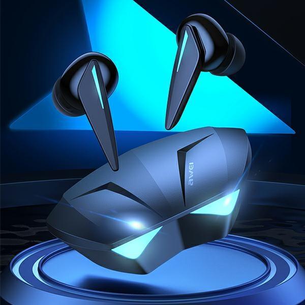 Awei Headphones Bluetooth 5.0 T23 Tws+ Docking Station Gaming Black/Black