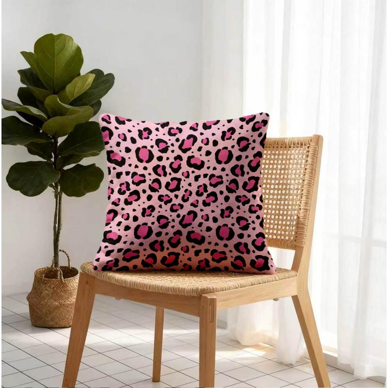 Trendy Dopamine Leopard Print Pillow, 18.18 Inch Soft Plush Cushion With Pillow Insert, Home Decor For Dorm, Living Room