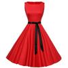 Retro Women's Polka Dot Sleeveless Swing Dress with Bow Tie Waist