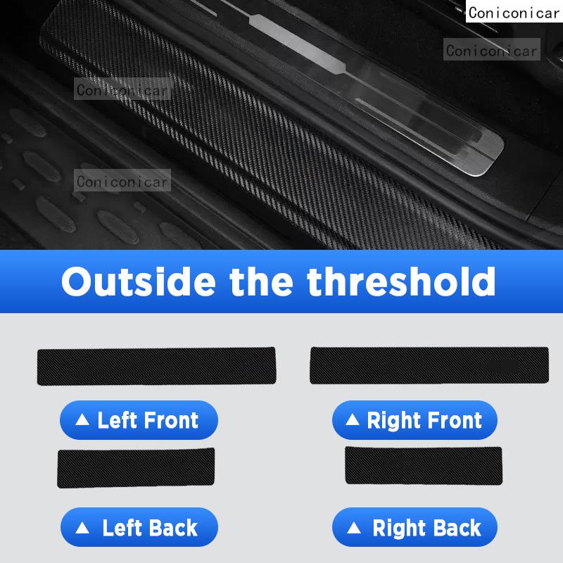 For GWM TANK 300 Hybrid -2025 Car Door Sills Scuff Plate Threshold Protector Interior Imitation Carbon Fiber Sticker Trim