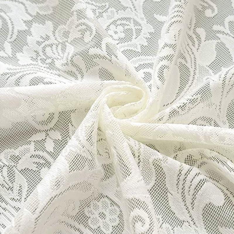 Lace Curtain with Vintaged Flower Embroidery tulle Transparent Panels Curtains for Bedroom Living Room Window Drapes