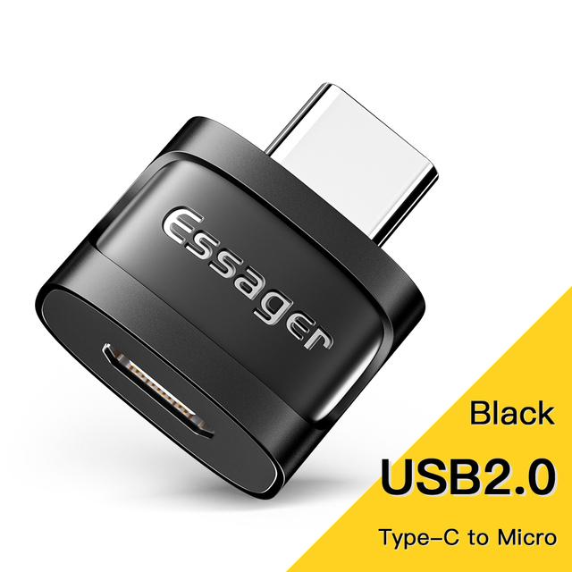 

Essager USB C-USB 3,0 OTG адаптер Тип C Женский конвертер USB-C штекер-микро-адаптер для Xiaomi 12 POCO Oneplus ipad Macbook Type C to Micro чёрный