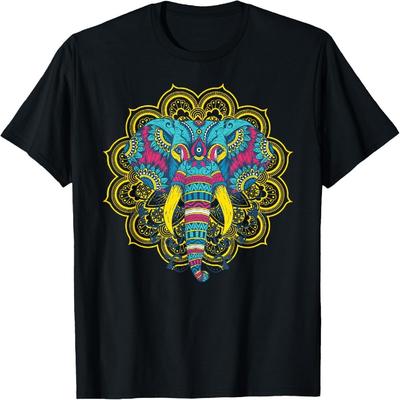 Elephant Mandala Pattern India Hinduism Yoga Gift T-Shirt