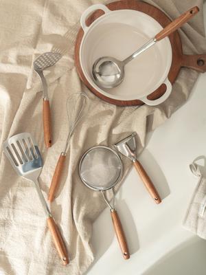 DECOVIEW Natural Wood Handle Stainless Steel Cooking Utensils