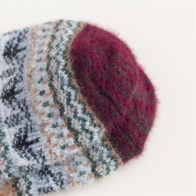 Women Vintage Faux Wool Thick Knitted Socks Winter Warmth Thermal Crew Socks for Everyday Use Cold Season Christmas Gift