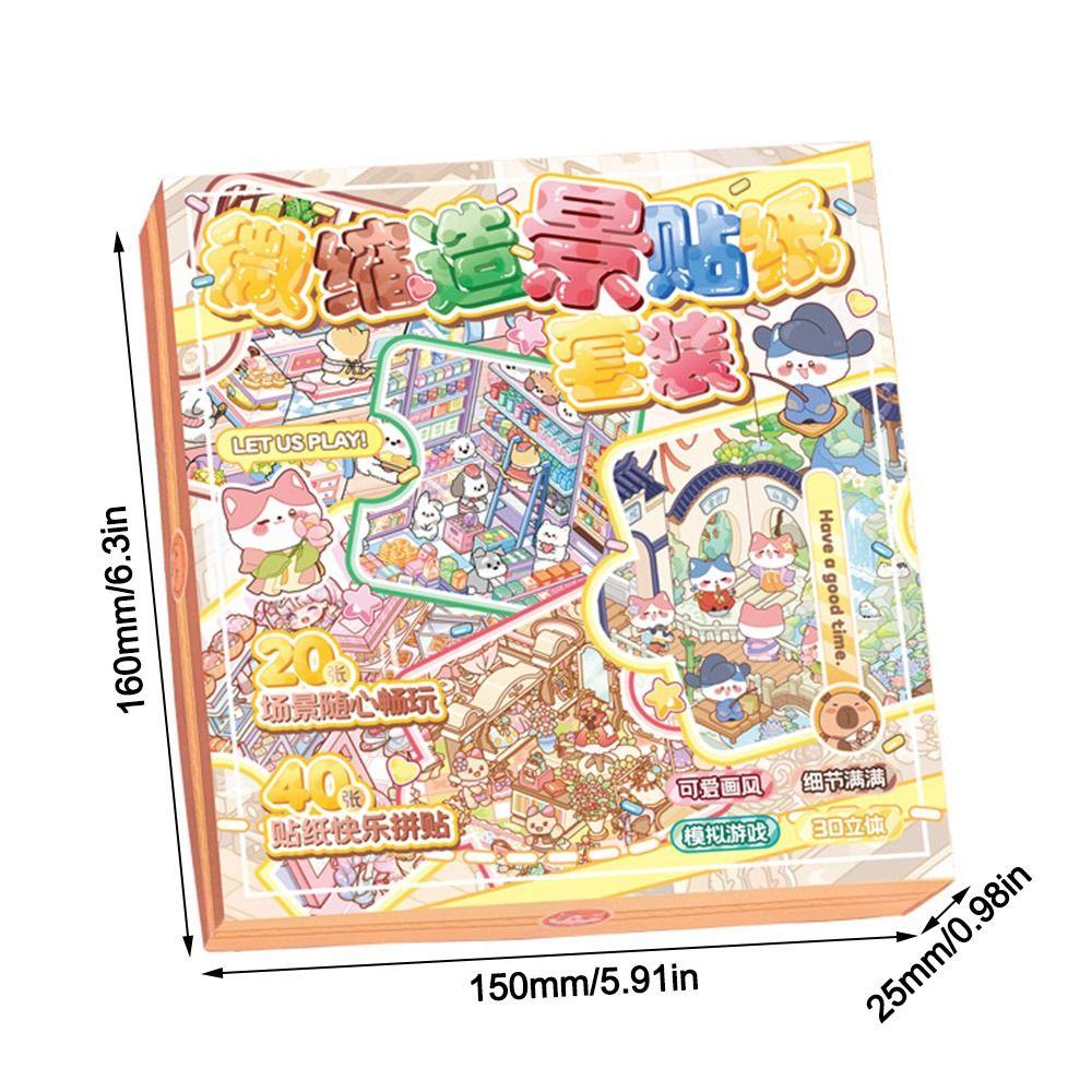 3D Miniature Scene 3D Stickers DIY Notebook Sticker Cartoon Landscape Sticker Book  Children Gift