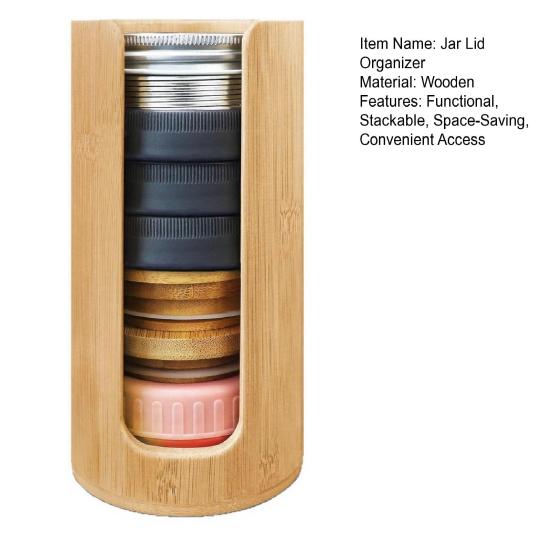 Wood Jar Lid Organizer Stackable Storage Box Mason Jar Lids Holder for Regular And Wide Mouth Canning Lids Kitchen Counter