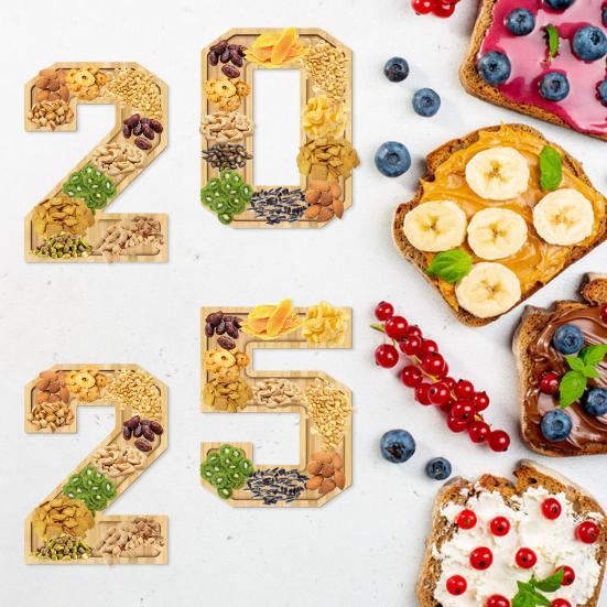 

Yousheng 4 Pcs 2025 Charcuterie Board Box Graduation Decoration Serving Tray Fillable Numbers Food Platter for Fruit Salad Graduation Party Supplies Sets