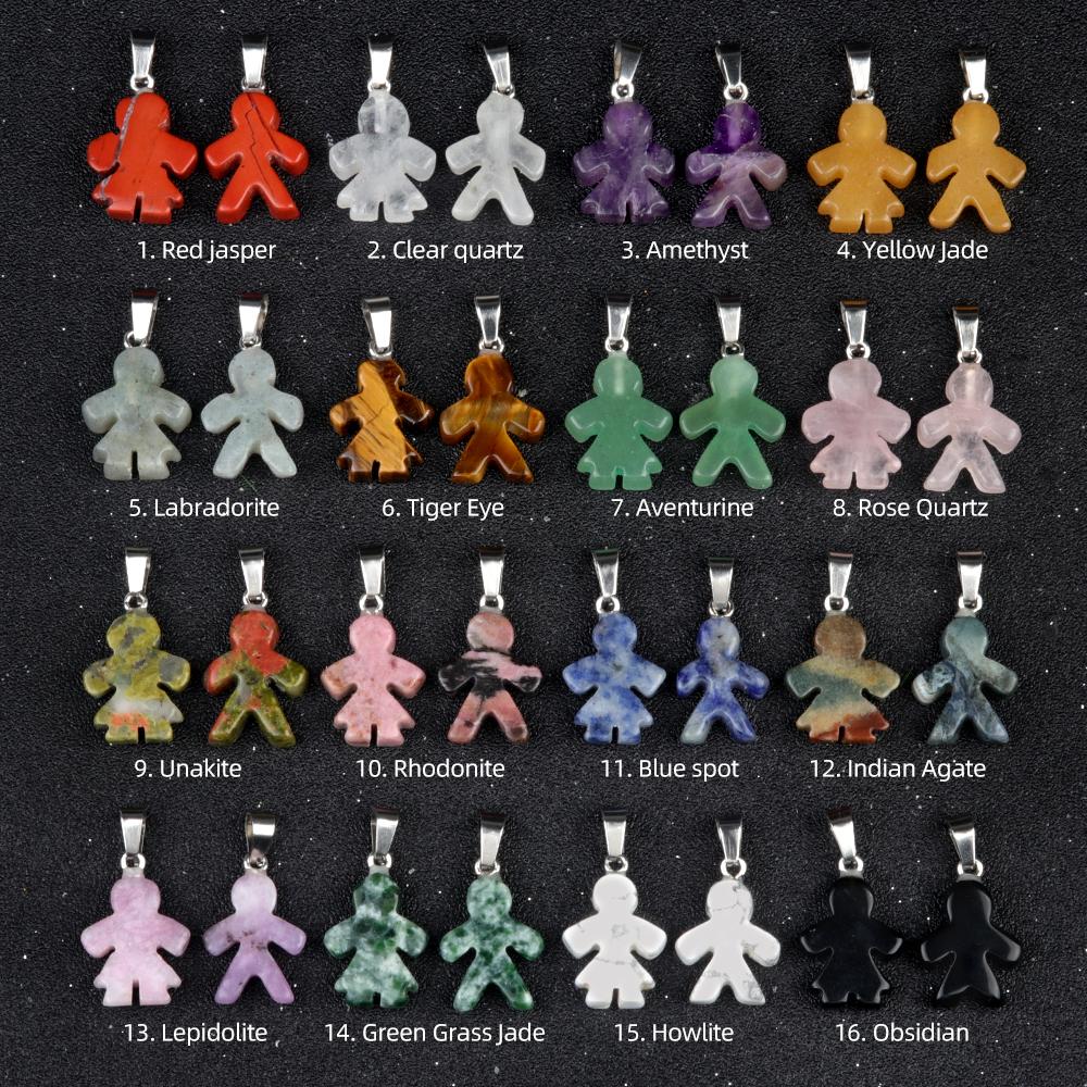1Pcs Small Pendant Natural Stone Men-Shaped Pendant For Jewelry Making DIY Earrings Necklace Bracelet Accessory