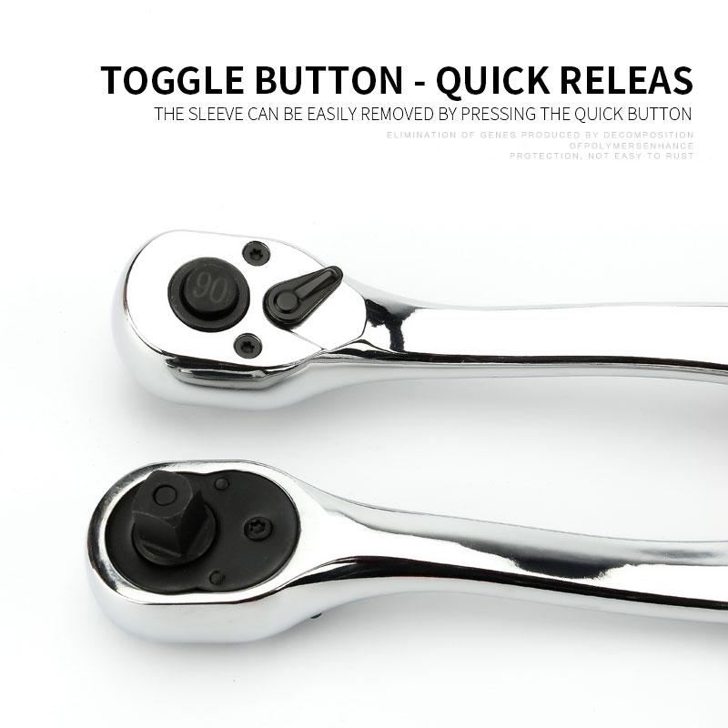 90 Teeth 1/4" 3/8" 1/2" 1Pcs High Torque Crv Ratchet Wrench for Socket Quick Release Professional Hand Tools