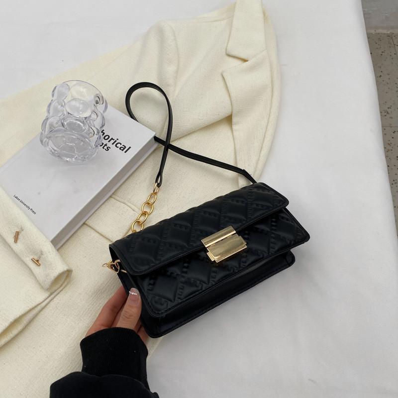 Fashionable Pu Leather Crossbody Shoulder Bag For Women Trendy Small Square Bag 2023 чёрный