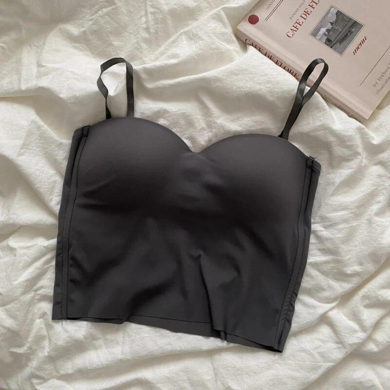 

Hight Street Elegant Solid New Camisole Women Off Shoulder Sexy Beauty Slim Camisole Female Korean Fashion Vintage Tops 2026 M серый