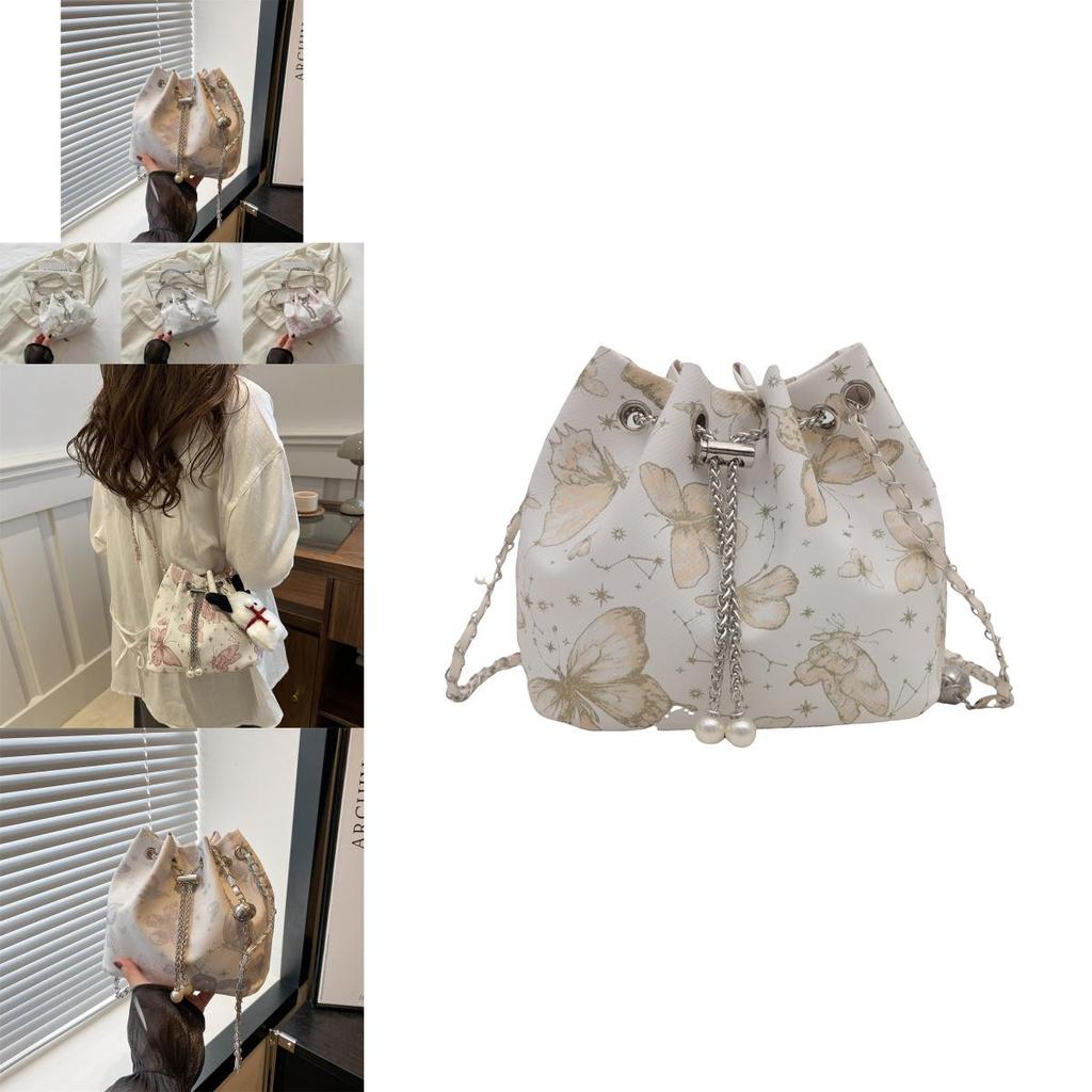 Fashionable Street Style Bucket Bag Simple Pu Shoulder Bag With Phone Pocket