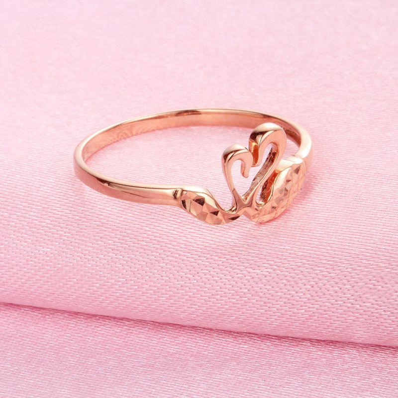 Rose Gold Plated Swan Ring Temperament Purple Gold Live Design Jewelry