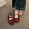 French shallow single shoes female 2025 spring and autumn new fairy with skirt Mary Jane women's shoes flat-soled soft-soled beanie shoes