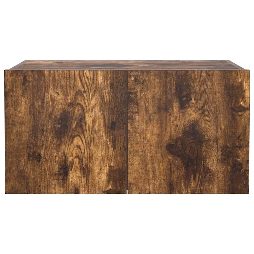 Wall Mounted TV Cabinet with LED Lights Smoked Oak Finish 60 x 35 x 31 cm