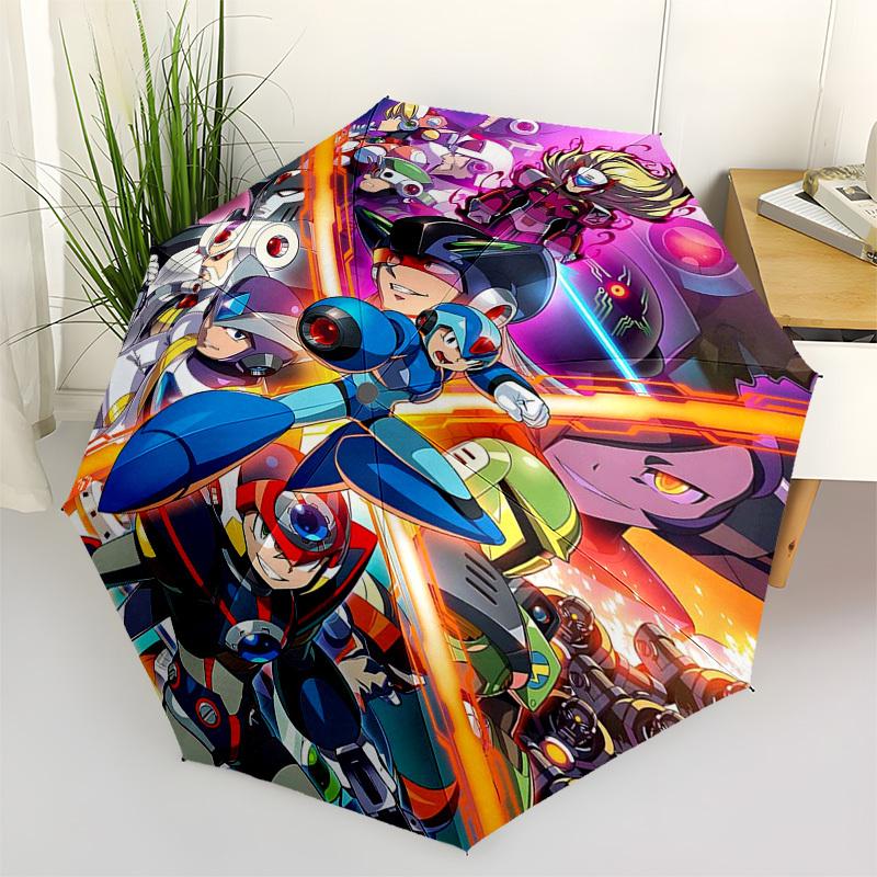 

1pc Mega Man Automatic Folding Umbrella, Portable 3-Fold Design with 8-Bone Frame, Outdoor for Fans, Travelers, Everyday Use, Gift Idea.Y033