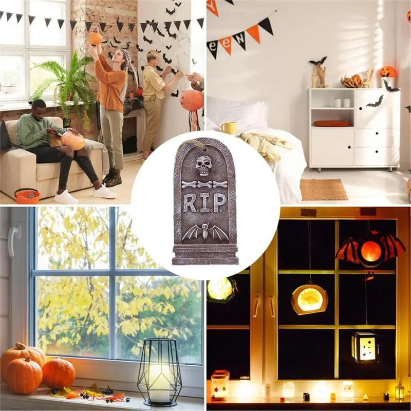 

Promotion! Halloween Tombstone Decoration Resin Spooky Ornament Halloween Outdoor Tree Pendant Decoration For Halloween