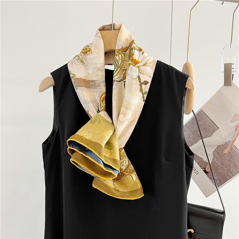 110*110 см двухсторонний шелковый шарф женский щедрый шарф шелковый шарф шаль 110*110cm — фото 5