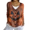 Women's Fashion Casual Knit Sweater Button-Up Halloween Printed  Cardigan Jacket