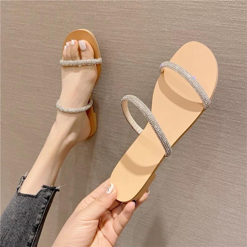 Women's Sandals Summer New Fashion Word with Rhinestone Slippers Women Wear Fairy Temperament Cool Slippers