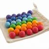 35 Pieces Wooden Balls with Bag ChildCentered Color Sorting Toy Matte Finish