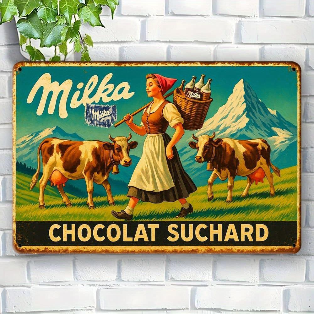Milka Chocolate Metal Sign - 19.81x29.97cm Vintage Farmhouse Decor for Sweet Spaces чистый