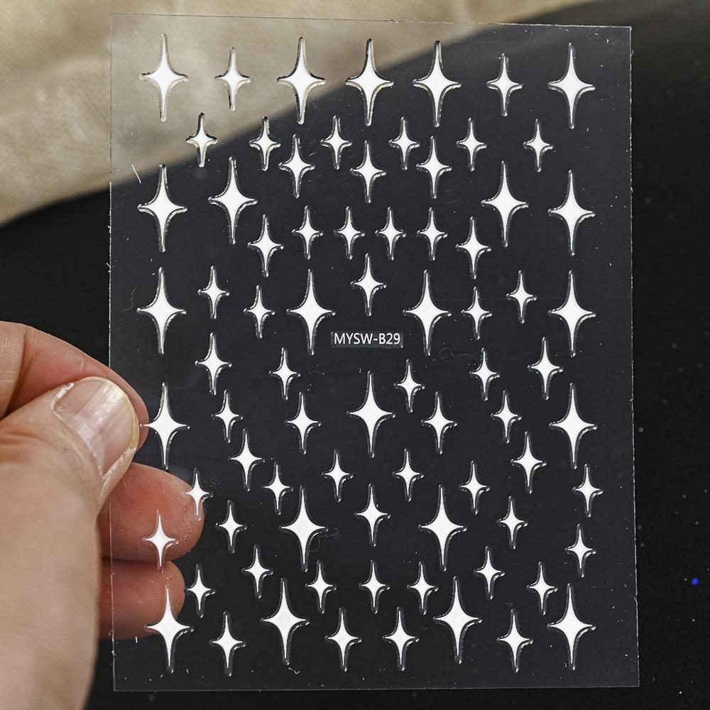 9-Color Four-Pointed Star Nail Art Sticker Diy Plastic Nail Art Decorative Sticker Color Star Light Nail Art Sticker