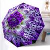 1pc Purple Flower Combination Pattern Sturdy 8-Bone Auto Umbrella, Bright Umbrella, Digital Printed, Foldable Umbrella for On-the-Go Outdoor Use