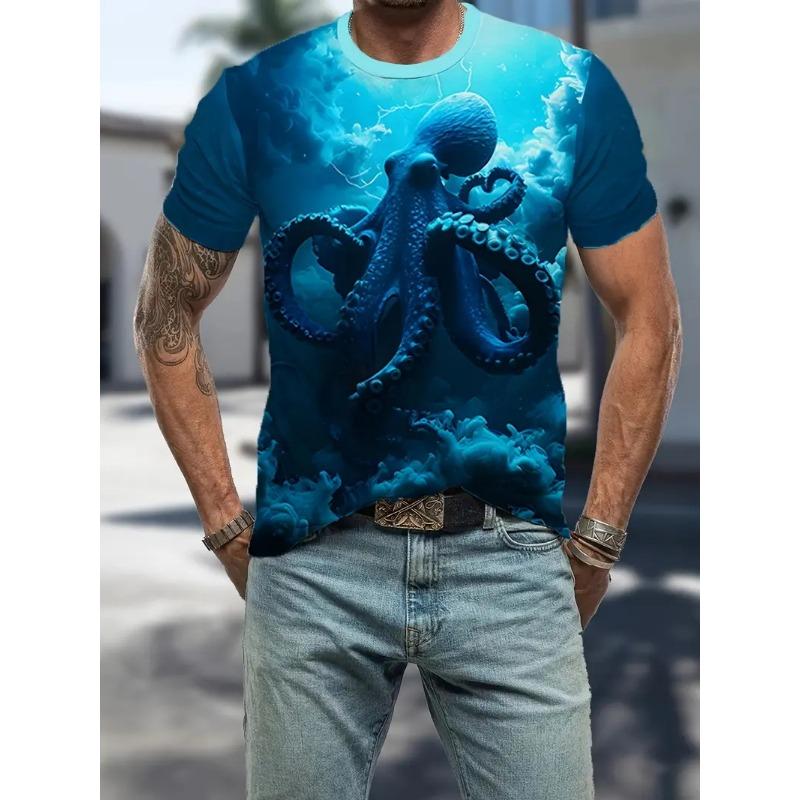 3D Print Men'S Ocean Animal Fish Graphic T-Shirt New In Casual Crew Neck Short Sleeve