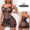 European & American Heart Print Lace-up Mesh Nightgown