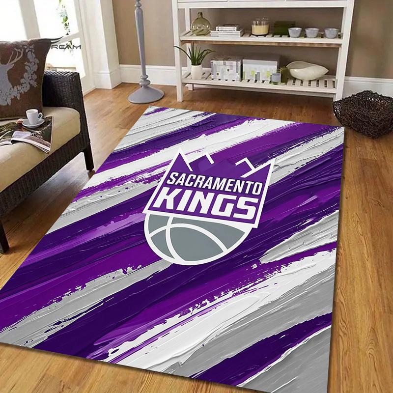 Sacramento Kings Flannel Pattern Square Carpet,Area Rug,Carpet Rug for Living Room Bedroom Sofa Playroom Decor,Non-slip Floor Mat