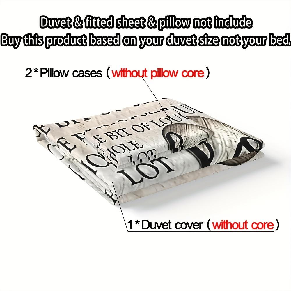 3PCS Family Letter Duvet Cover Stylish and Fun Family Letter Pattern Printed Beding Sets Queen King Size For Bedroom Decor