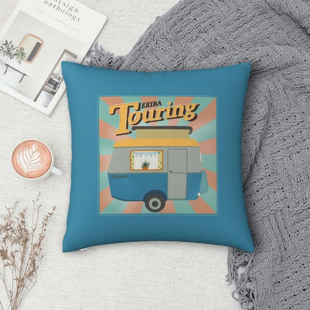 Vintage Touring Eriba Puck Adventure quadratischer Kissenbezug, Kissenhülle, Dekokissenbezug für Zuhause, Sofa, Wohnzimmer