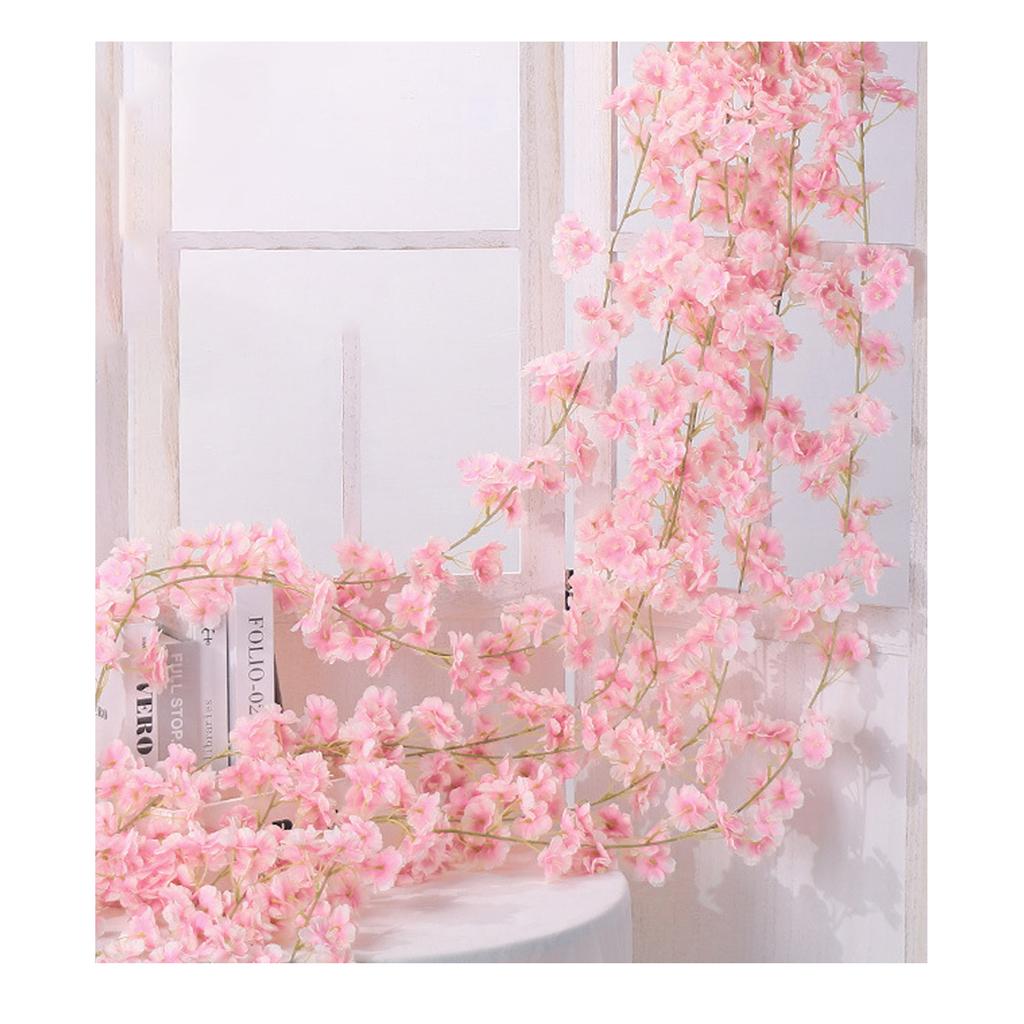 Künstliche Blume Rattan Einzel 1,8 m 135 stücke Blumen Kopf Lebendige Dekorative Seide Kunststoff Hängen Gefälschte