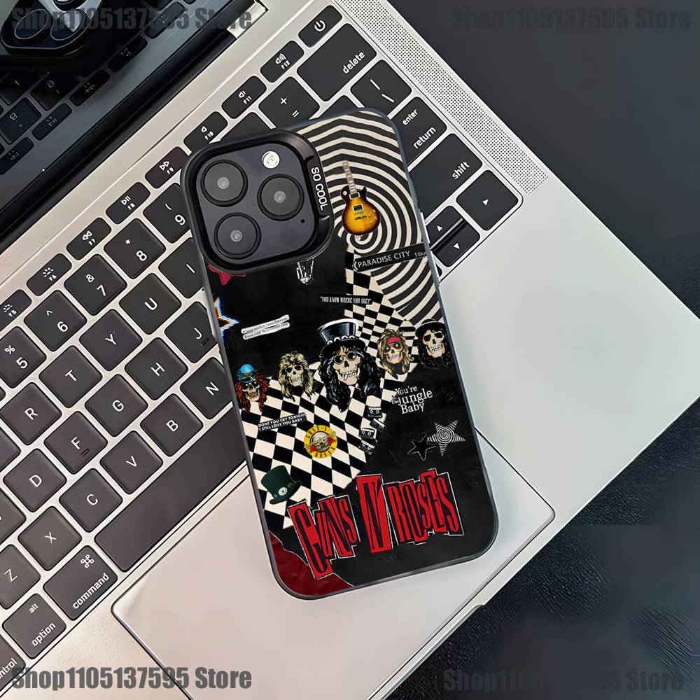 Band G-Guns N Roses Phone Case For iPhone 17,16,15,14,13,12,11,Pro,XS,Max,Plus,Mini,SE Black Candy Matte Shockproof Cover