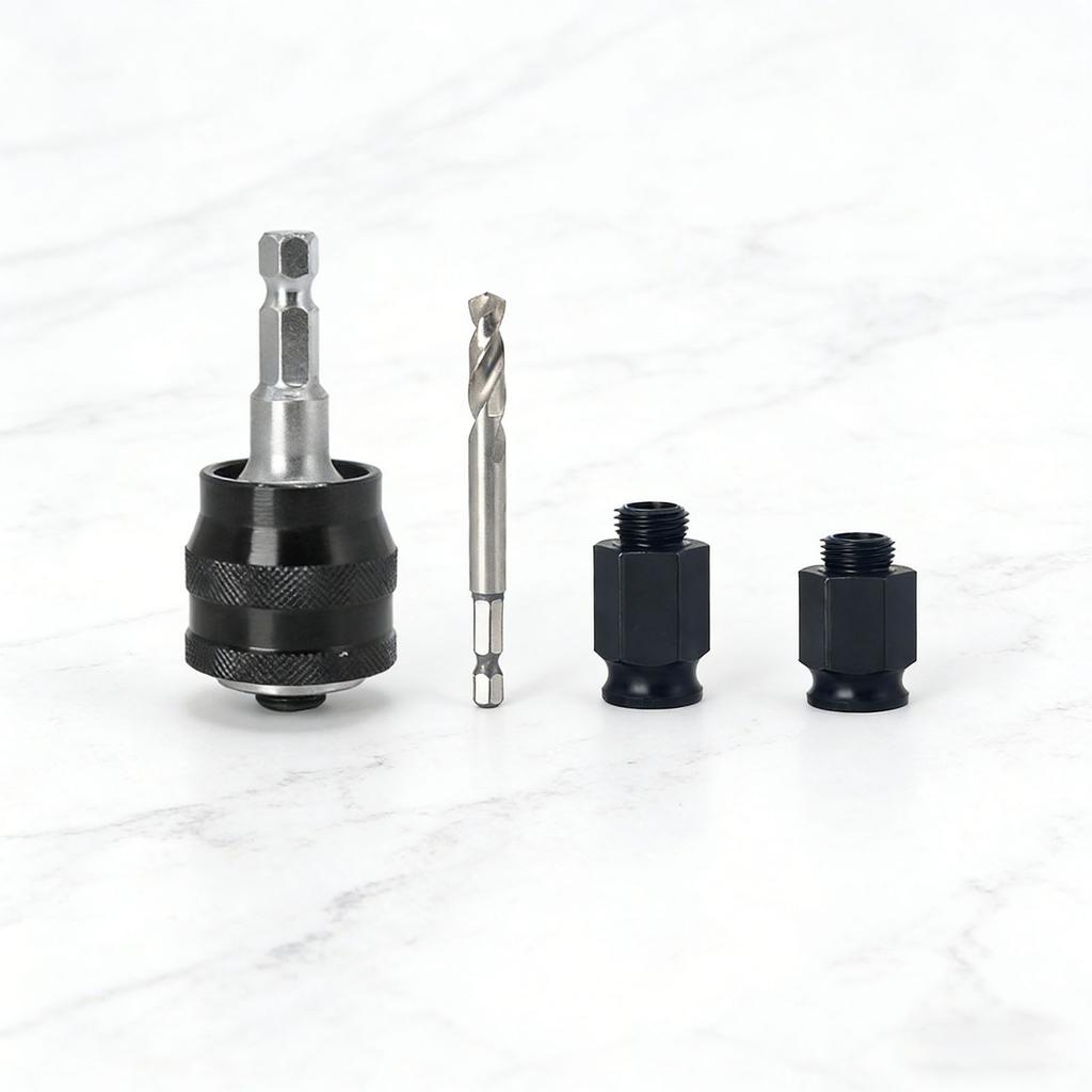 Hole Saw Arbor Quick Change Hole Saw Mandrel with Drill Bit and 2Pcs Connector for Woodworking