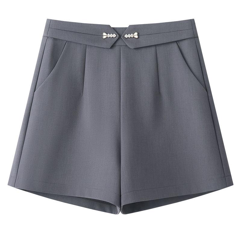 

Women s 2025 Gray High Waist A-Line Wide-Leg Suit Shorts Medium чорний