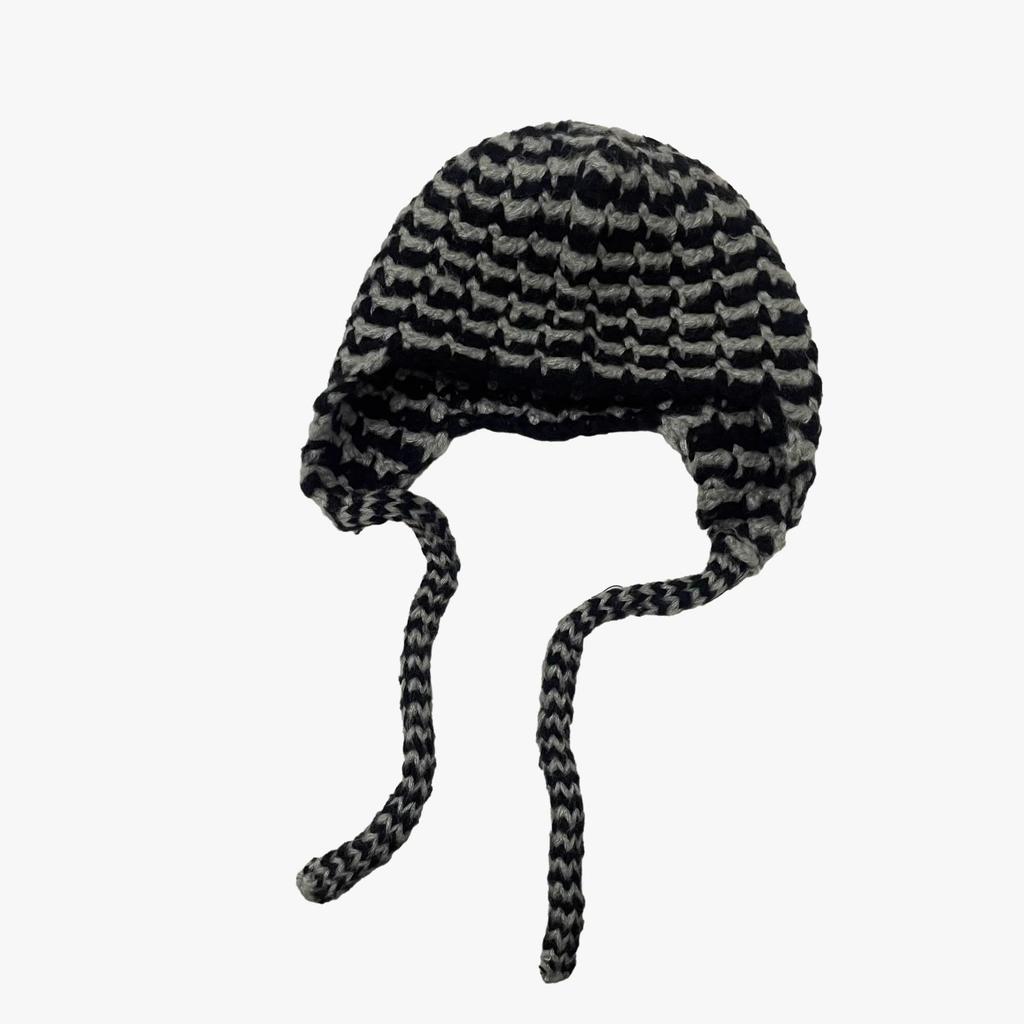 Japanese Hand knitted Thick Wool Wool Hat Autumn and Winter Riding Ear Protection Bag Head Hat Lei Feng Hat Knitted Hat Trendy and Cool
