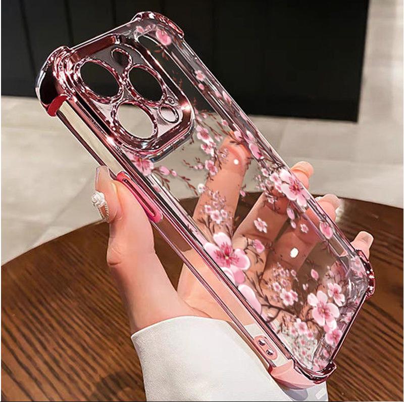Case For RENO 15F 15 Pro 5G 14F 13F 11F 12F 14 13 11 12 10 Pro Plating Daisy Flowers Shockproof Soft Transparent Cover