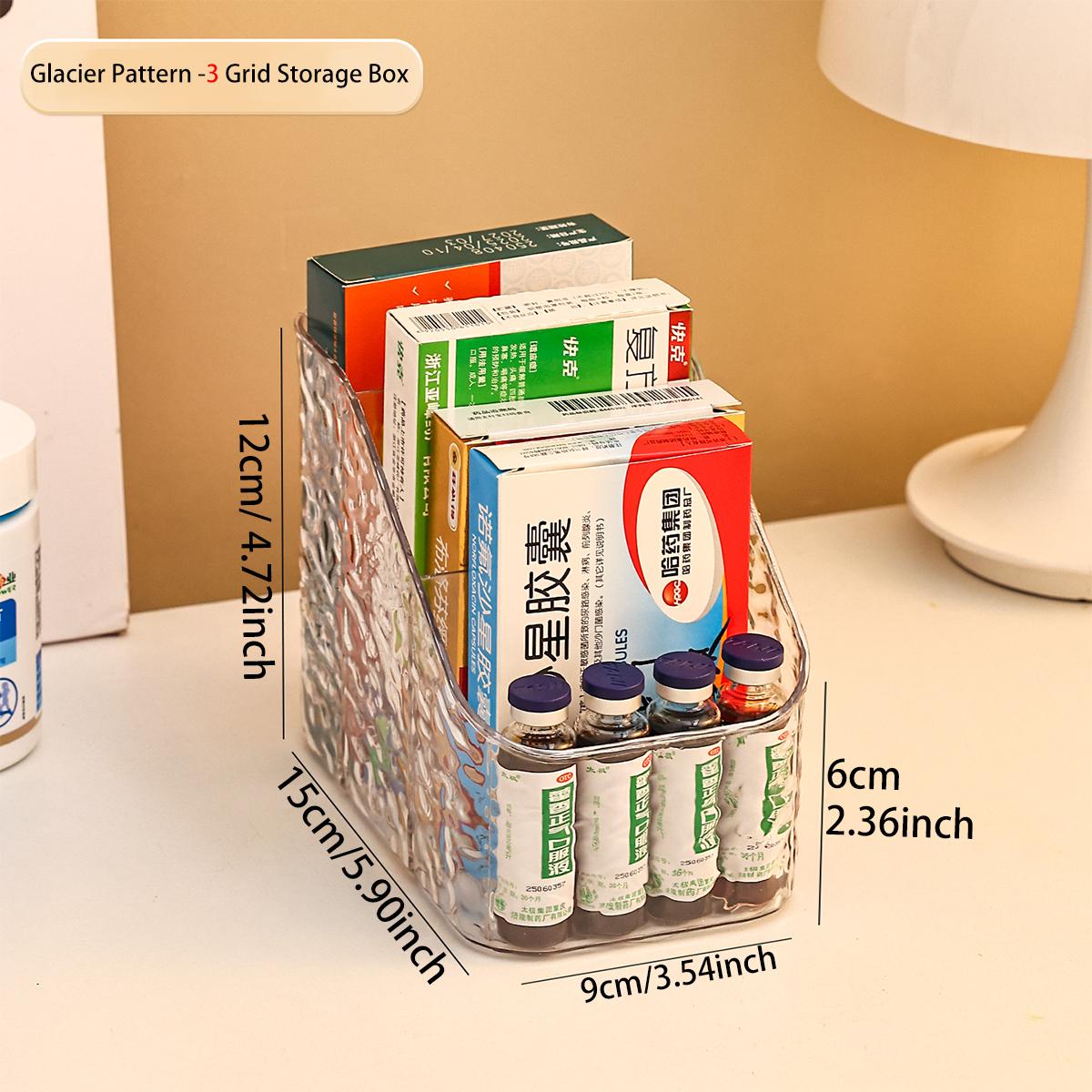 1pc Transparent Acrylic Medicine Storage Box Multi functional Divided Medicine Box/Cosmetics Tabletop Sorting Box