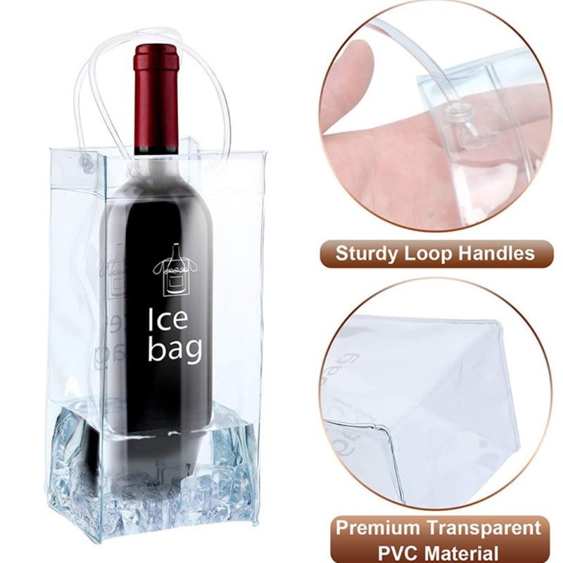 Borse Ghiaccio Riutilizzabili da 3 Pezzi Costruzione in PVC Raffreddamento Rapido Borse Frigo Portatili per Bottiglie di Vino Champagne e Bevande