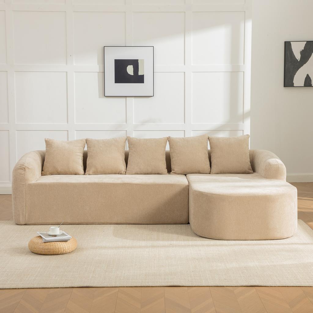 Modular Compression Sofa Made of Chenille Fabric, Filled with 30D High-elastic Foam. Easy To Move, Non-slip Floor, Ideal for Living room.LIGHT KHAKI