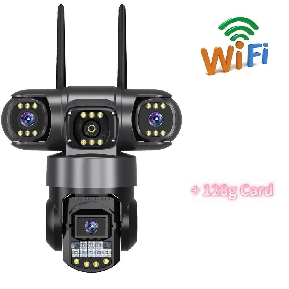 Wireless WiFi/4G Network Camera, HD Night Vision Waterproof CCTV Surveillance, Triple Lens and Triple Screen Security Video Recorder
